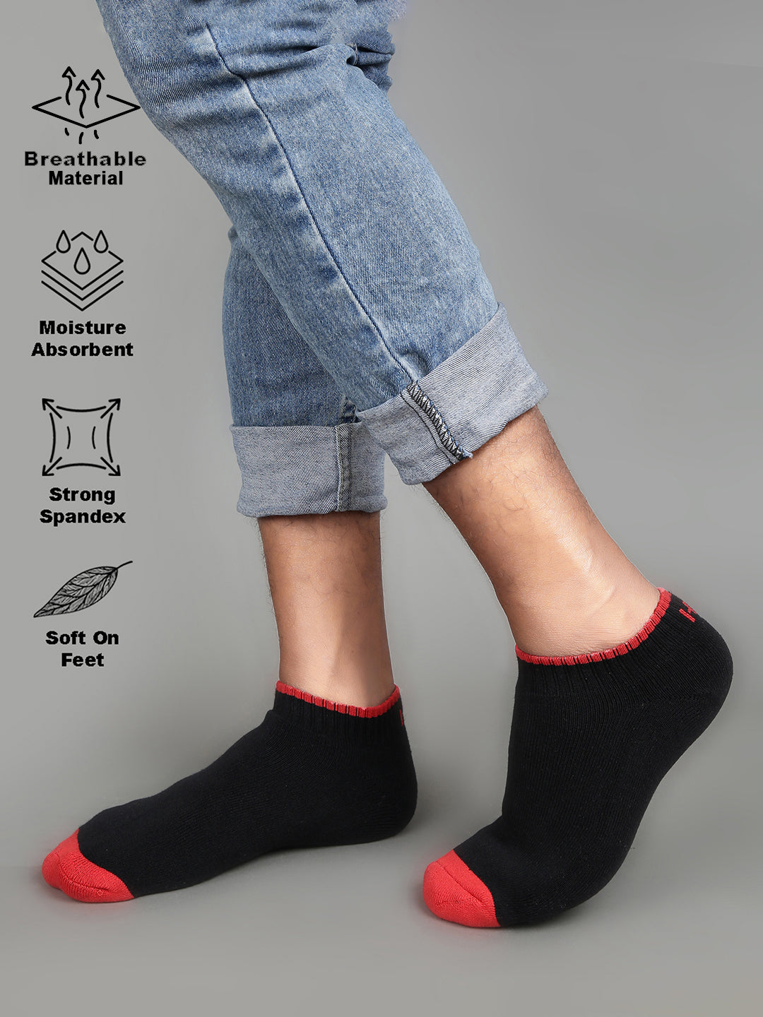 High Star Men Set of 3 Multicolor Ankle Length Socks