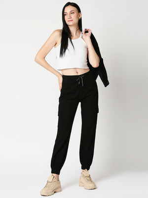 Women Black Jogger High-Rise Jeans