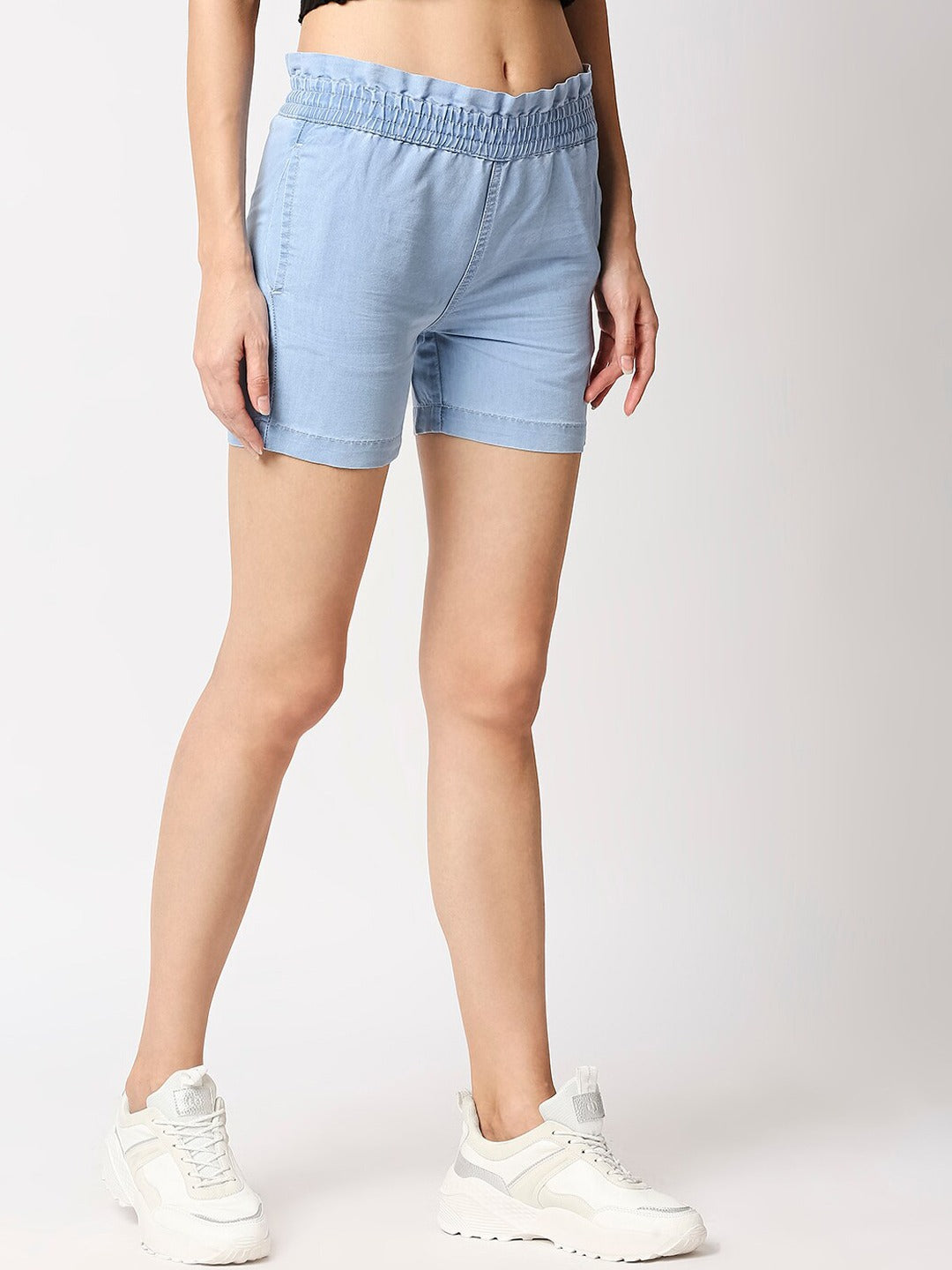 Women Washed High-Rise Denim Shorts