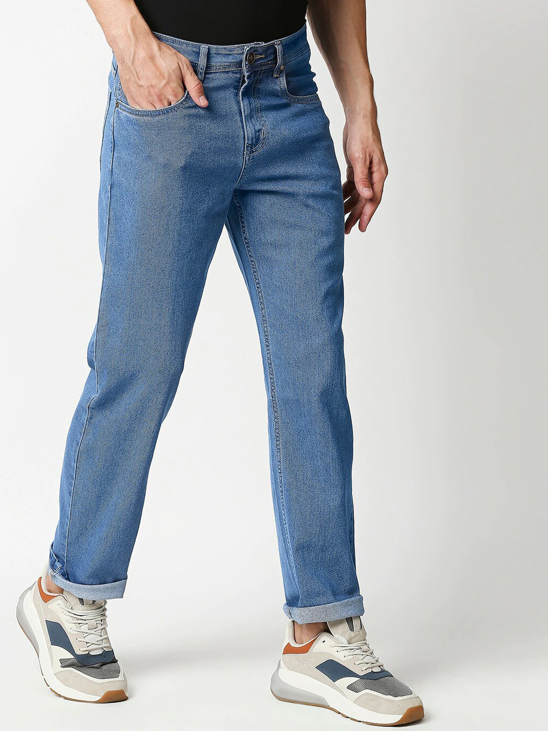 Men Blue Relaxed Fit Light Fade Jeans