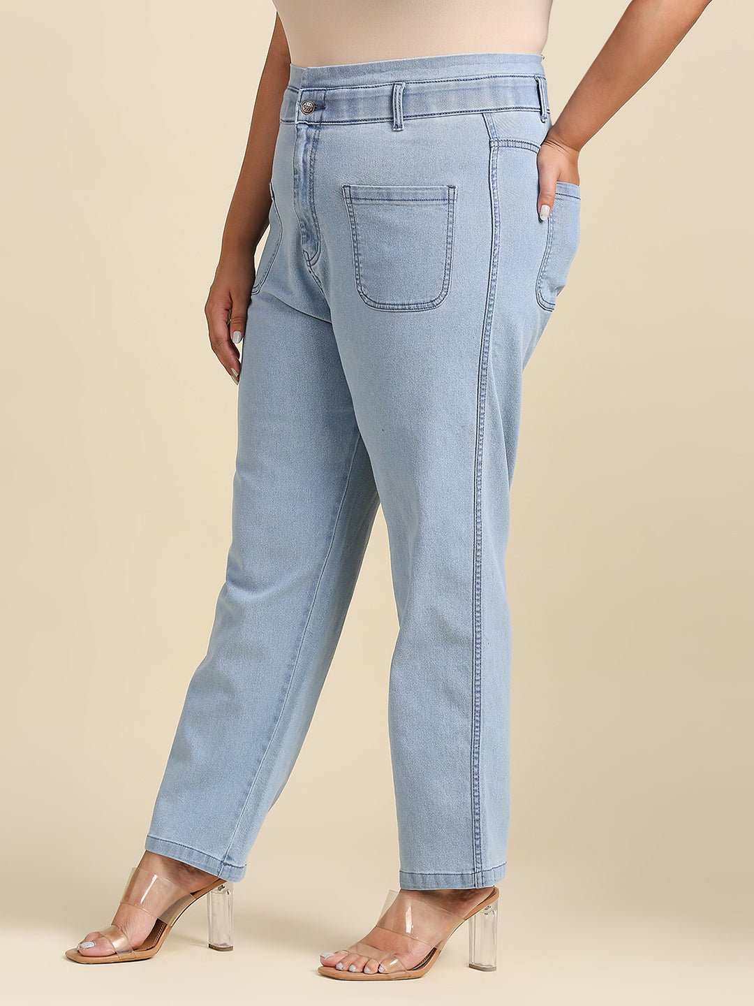 Women Plus Size Blue High-Rise Stretchable Jeans