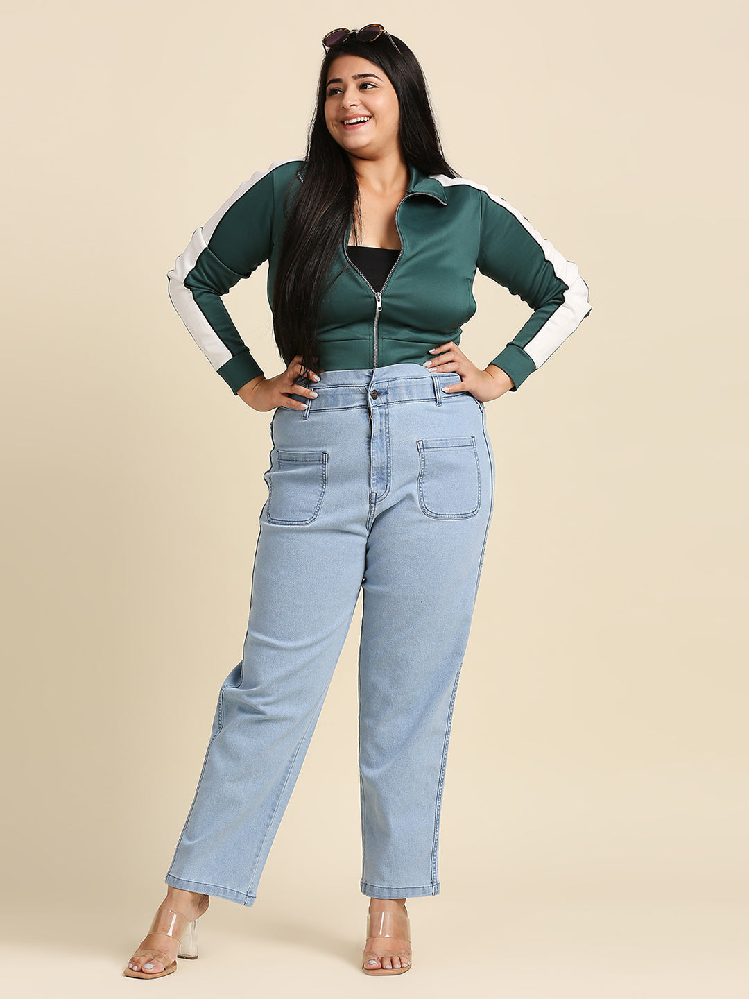 Women Plus Size Blue High-Rise Stretchable Jeans