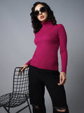 Ribbed Turtle Neck Long Sleeves Acrylic Pullover Sweaters