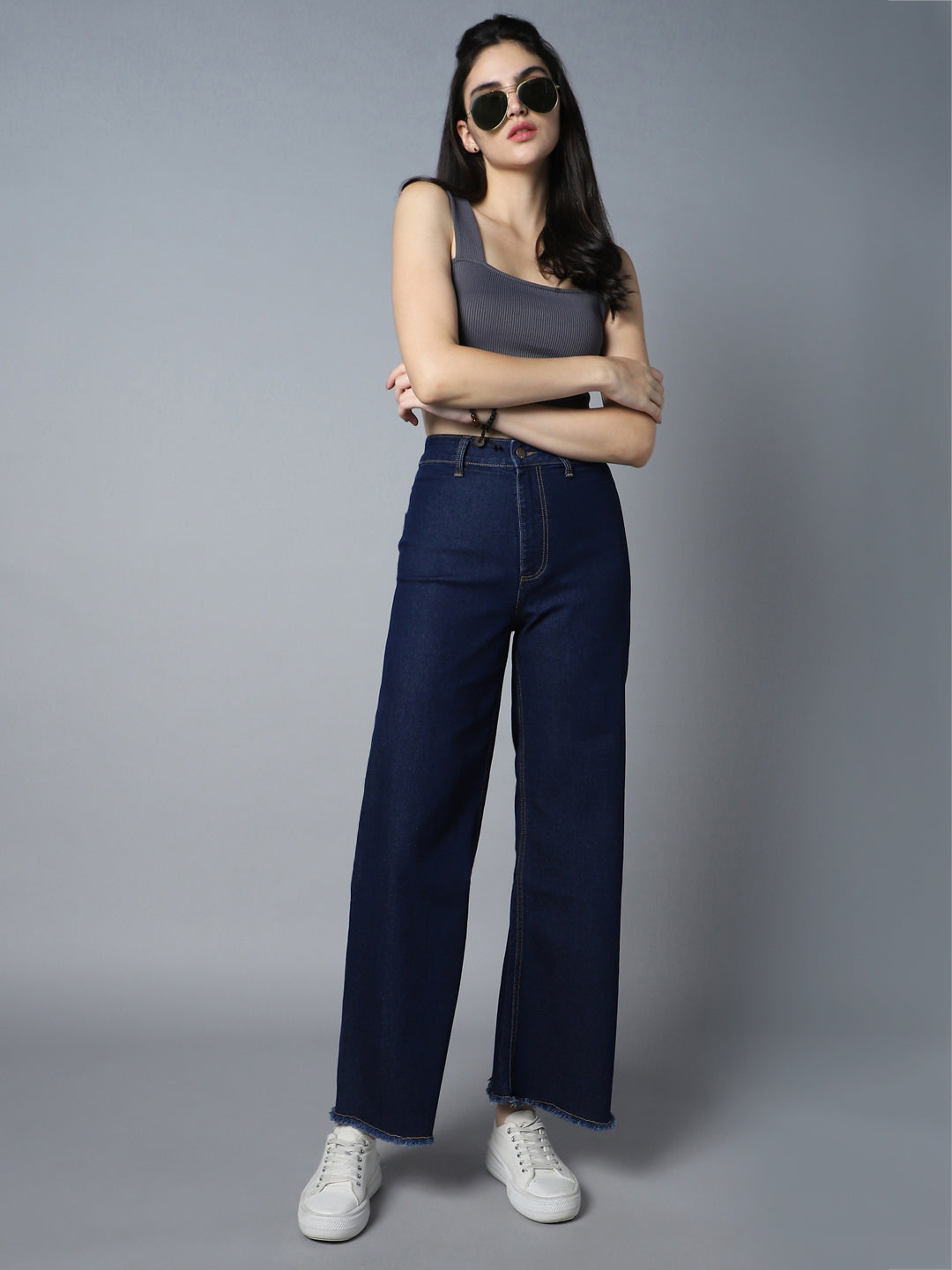 Women Straight Fit High-Rise Clean Look Stretchable Jeans