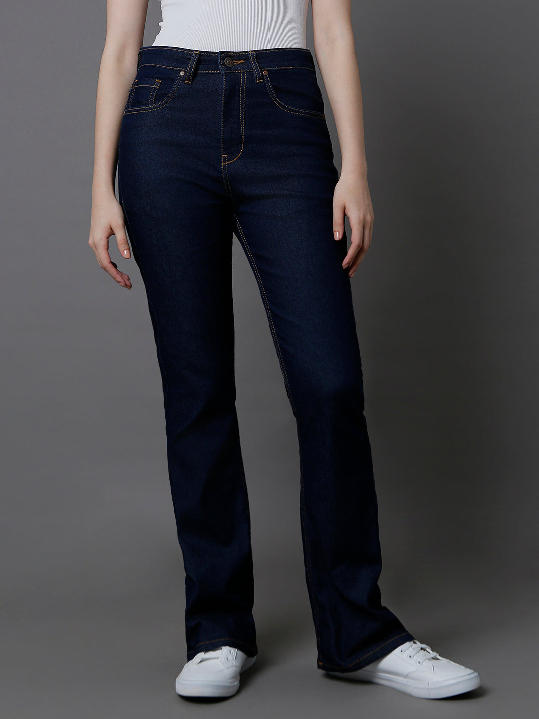 Women Clean Look Bootcut High-Rise Stretchable Jeans