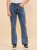 Men Bootcut Heavy Fade Acid Wash Stretchable Jeans