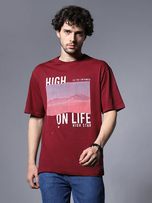 Typography Printed Relaxed Fit Pure Cotton T-Shirt