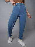 Women Clean Look High-Rise Cotton Jeans