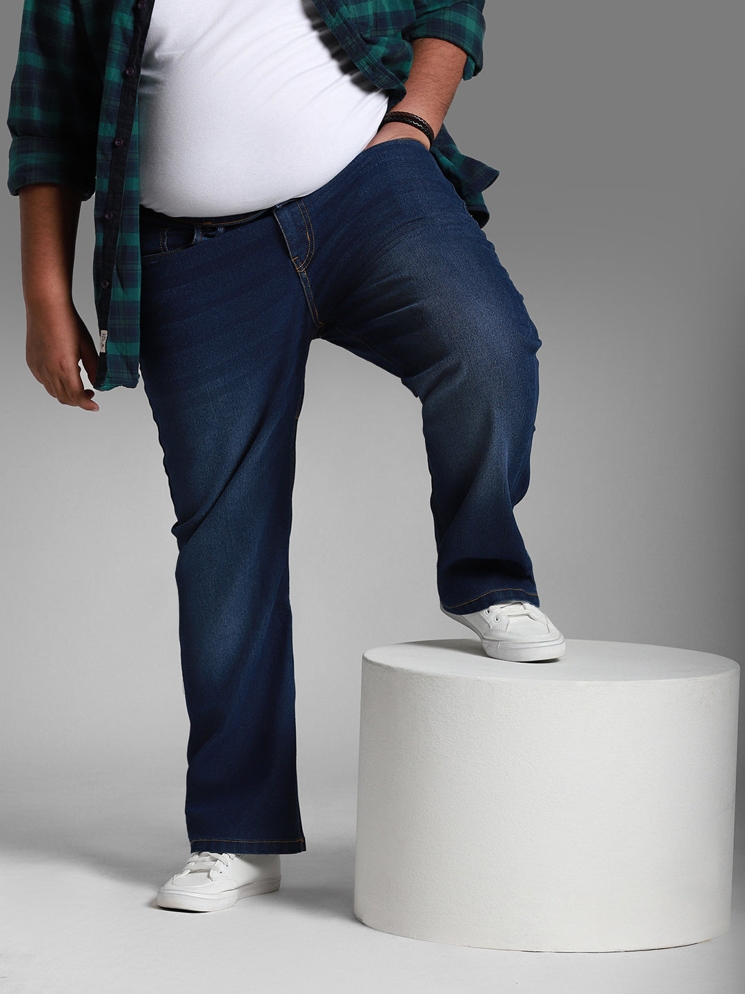 Men Plus Size Light Fade Stretchable Jeans