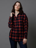 Classic Oversized Tartan Checks Spread Collar Long Sleeve Cotton Casual Shirt