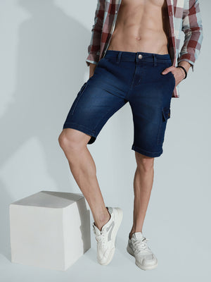 Men Mid-Rise Cotton Denim Shorts