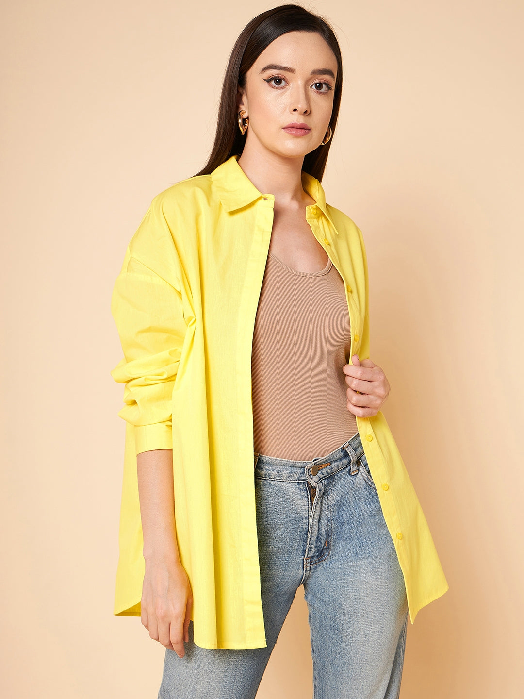 Oversized Solid Cotton Casual Shirt