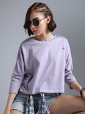 Typography Printed Round Neck Drop-Shoulder Sleeves Cotton Boxy T-shirt