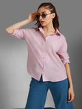 Classic Boxy Spread Collar Long Sleeves Cotton Casual Shirt