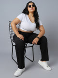 Women Plus Size Straight Fit High-Rise Clean Look Stretchable Jeans