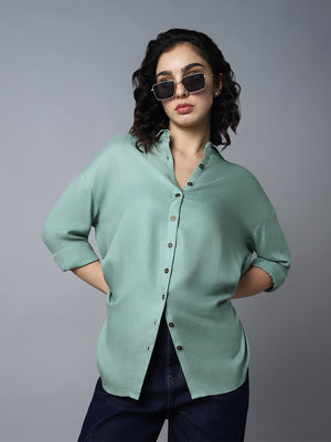 Classic Oversized Spread Collar Long Sleeves Casual Shirt