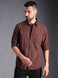 Classic Roll Up Sleeves Pure Cotton Casual Shirt