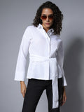 Cotton Spread Collar Long Sleeves Solid Boxy Regular Shirt