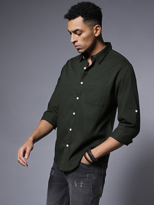 Solid Pure Cotton Casual Shirt