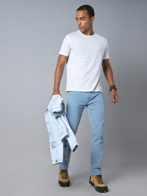 Men Straight Fit Mid-Rise Clean Look Stretchable Jeans