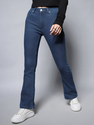 Women Blue Bootcut High-Rise Jeans