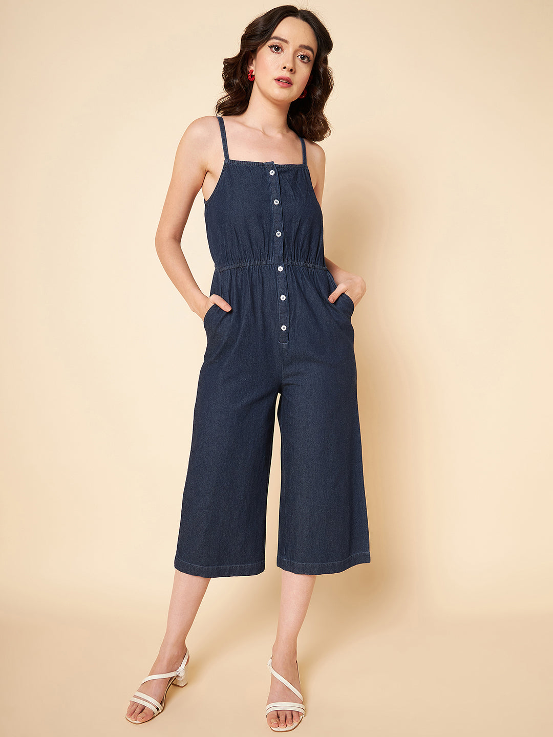 Pure Cotton Sleeveless Culotte Jumpsuit