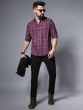 Classic Grid Tattersall Checked Roll-Up Sleeves Pure Cotton Casual Shirt