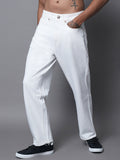 Men Wide Leg Mid-Rise Clean Look Cotton Jeans