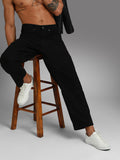 Men Wide Leg Mid-Rise Clean Look Cotton Jeans