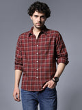 Classic Regular Fit Grid Tarttersall Checked Opaque Cotton Casual Shirt