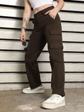 Women Straight Fit High-Rise cargo Trousers