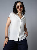 Classic Oversized Spread Collar Extended Sleeves Casual Shirt