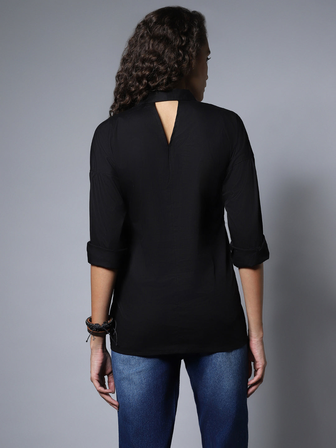 Cotton Spread Collar Long Sleeves Solid Regular Longline Shirts