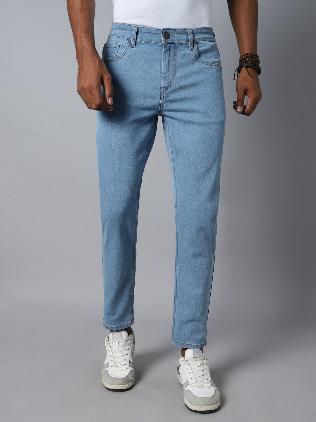 Men Blue Tapered Fit Mildly Distressed Stretchable Jeans