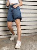 Women High-Rise Pure Cotton Denim Shorts