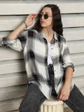 Classic Tartan Checks Spread Collar Cotton Oversized Casual Shirt