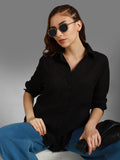 Classic Oversized Spread Collar Long Sleeves Cotton Casual Shirt