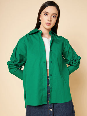 Oversized Fit Solid Cotton Casual Shirt