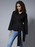 Solid Cotton Spread Collar Long Sleeves Boxy Regular Shirt