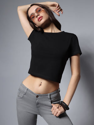 Round Neck Short sleeves Solid Tops