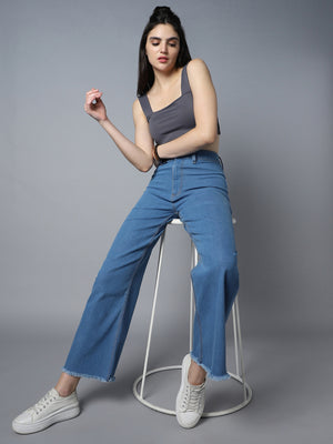 Women 90s Straight Fit High-Rise Clean Look Stretchable Jeans