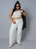 Women Plus Size Dad Fit High-Rise Stretchable Jeans