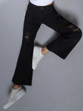 Non Stretch Flare Fit High Distress Jeans