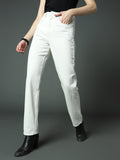 Women Clean Look Straight Fit High-Rise Pure Cotton Jeans