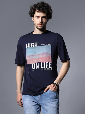 Typography Printed Relaxed Fit Pure Cotton T-Shirt