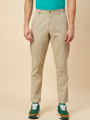 Men Beige regular Mid-Rise Cargos