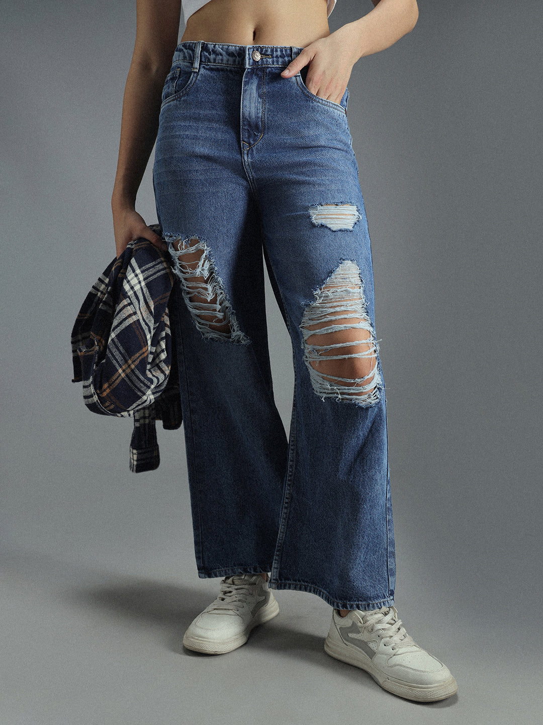 Women 90s Stretchable Distress Cotton Jeans