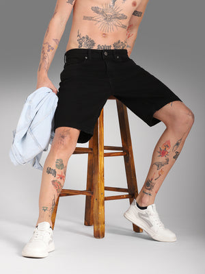 Men Mid-Rise Cotton Denim Shorts