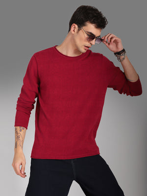 Round Neck Long Sleeves Cotton Pullover Sweater