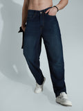 Men Wide Leg Mid-Rise Light Fade Clean Look Cotton Jeans